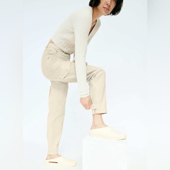 Aritzia Wilfred MODERN CARGO high waisted khaki trouser pants cream sz 0 casual - Picture 4 of 8